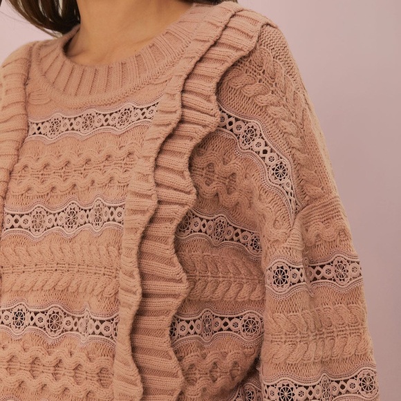 Farm Rio Cream Wavy Ruffle Sweater - Picture 2 of 8